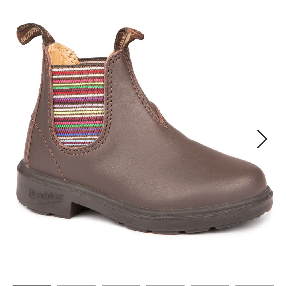 Blundstone Brown Leather Boots with Colorful Stripes